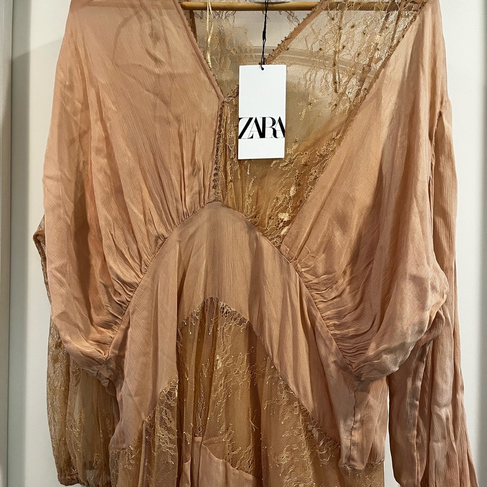 Zara Elegant Pink Lace Dress NWOT - Picture 6 of 10